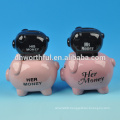 Creative double pigs shaped ceramic money boxes,ceramic money banks